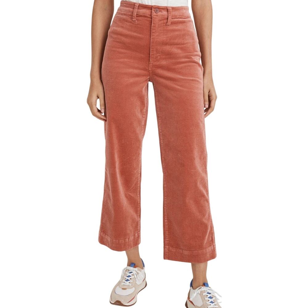 Madewell Slim Emmett Wide-Leg Crop Pants Corduroy High Rise Rose Dust 28